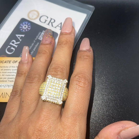 VVS Moissanite ring GRA CERTIFIED 100% passes diamond tester , 14k Gold Vermeil - Picture 6 of 8